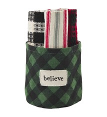 Mud Pie GREEN CHECK TOWEL BUCKET