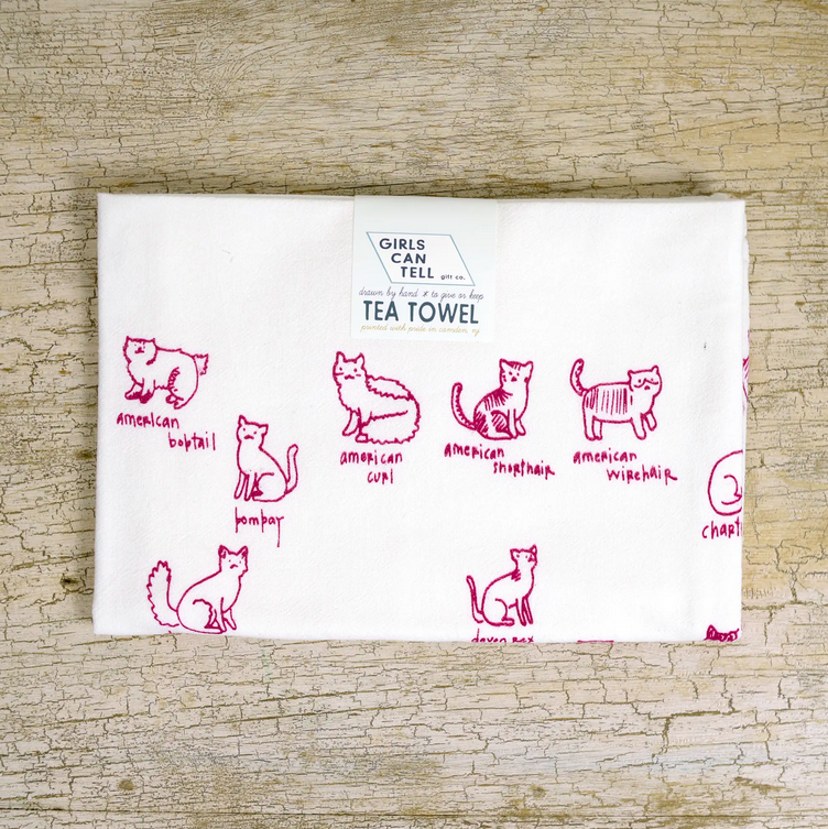 Girls Can Tell Cats Tea Towel