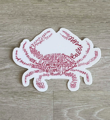 the letters mdn Hand Lettered Crab Vinyl Sticker