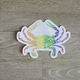 the letters mdn Rainbow Hand Lettered Crab Sticker
