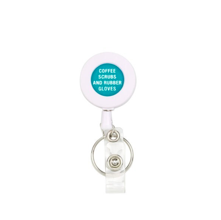 About Face Designs Coffee Scrubs Badge Reel