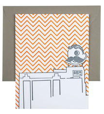 Tiny Dog Press Natty Boh Card - Gray & Orange
