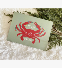 the letters mdn Merry Maryland Christmas Crab Card