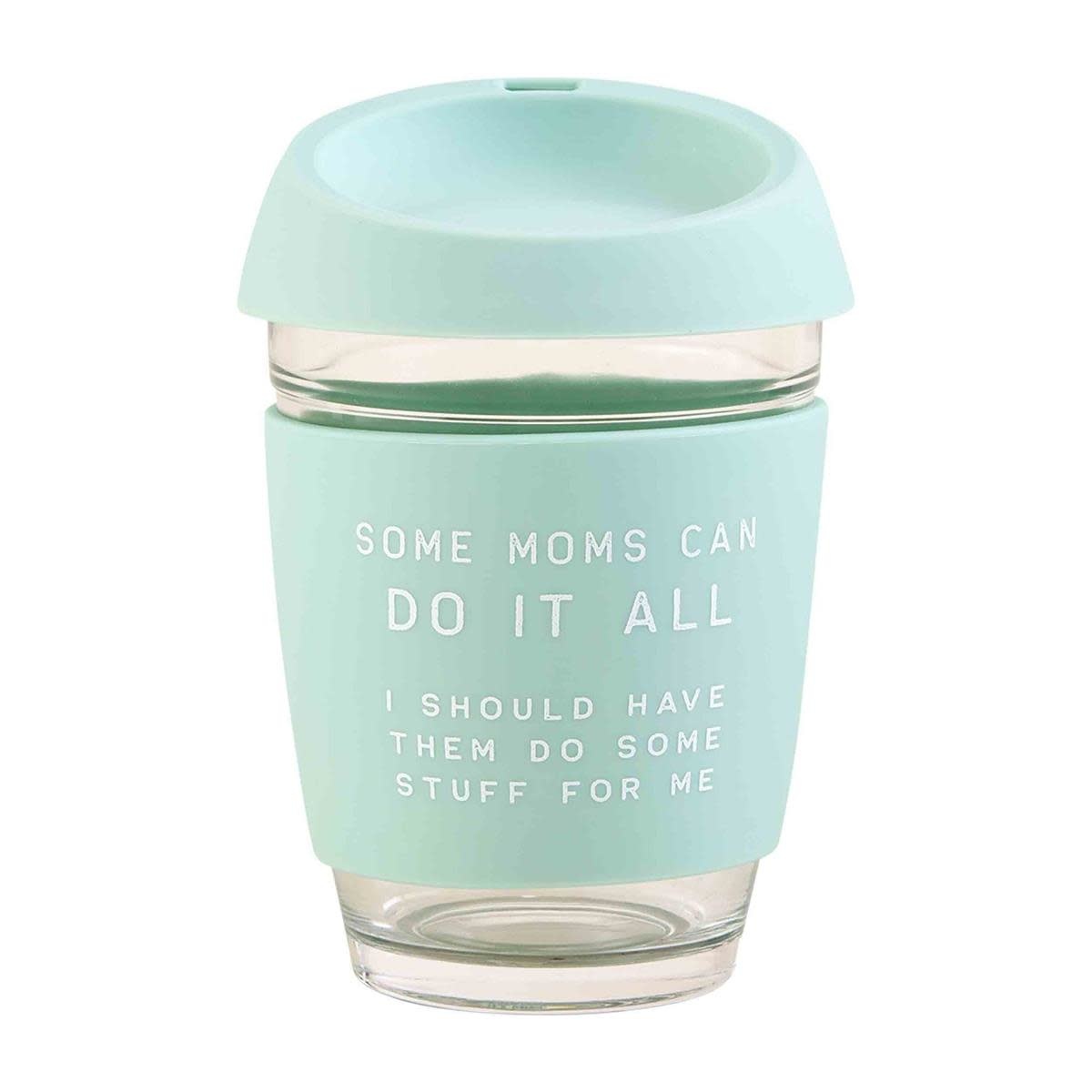 Mud Pie BLUE MOM COFFEE SILICONE GLASS