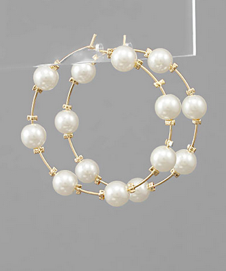 Golden Stella Large Pearl Hoop Earring