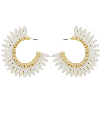 Golden Stella Flower Shape Wood & Metal Hoops