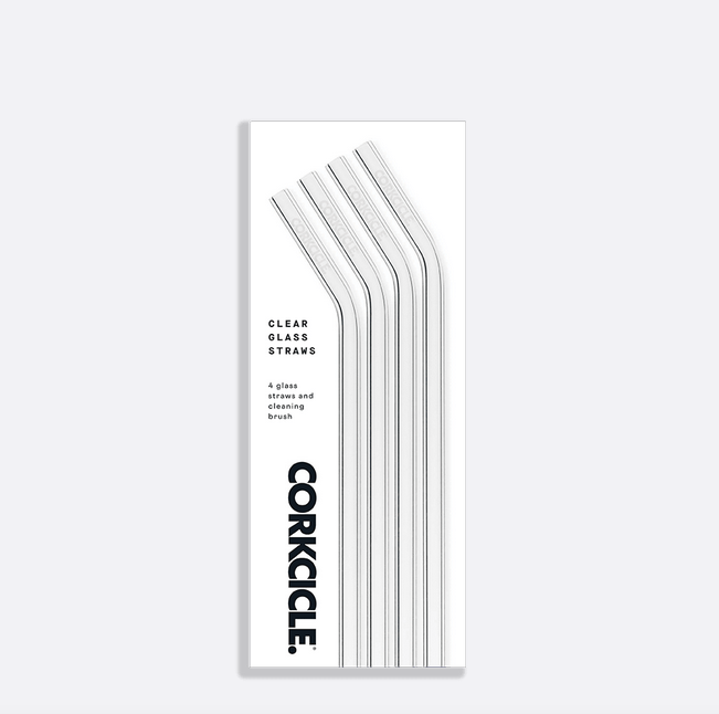 Corkcicle Glass Straw Set Clear