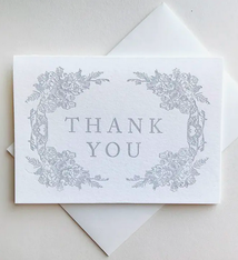 Steel Petal Press Grey Floral Thank You Card