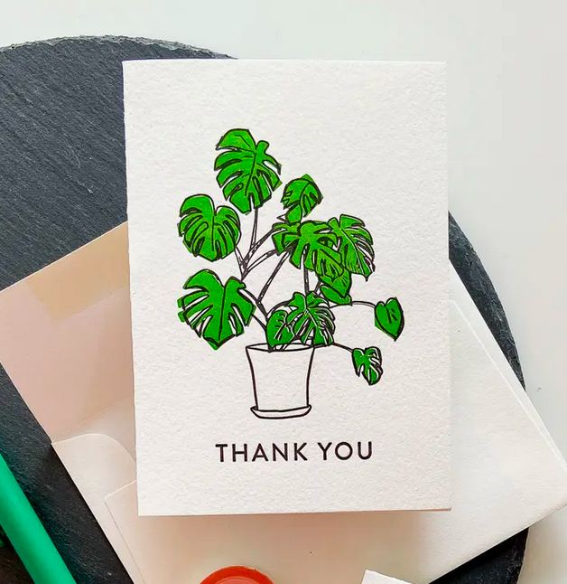 Steel Petal Press Monstera Thank You Card
