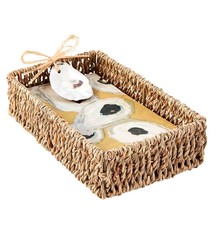 Mud Pie Oyster Guest Towel & Basket Set