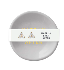 Creative Brands Ceramic Ring Dish & Earrings - Happily Ever After
