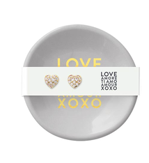 Creative Brands Ceramic Ring Dish & Earrings - Love Amore