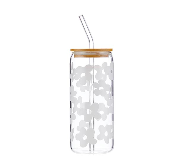 Creative Brands Glass Tumbler - White Floral