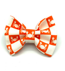 Banjo's Bows Checkered Orange Crab Dog Bow Tie