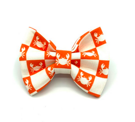 Banjo's Bows Checkered Orange Crab Dog Bow Tie