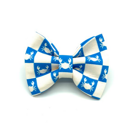 Banjo's Bows Checkered Blue Crab Dog Bow Tie