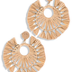 Golden Stella Raffia Round Tassel Earrings - Natural