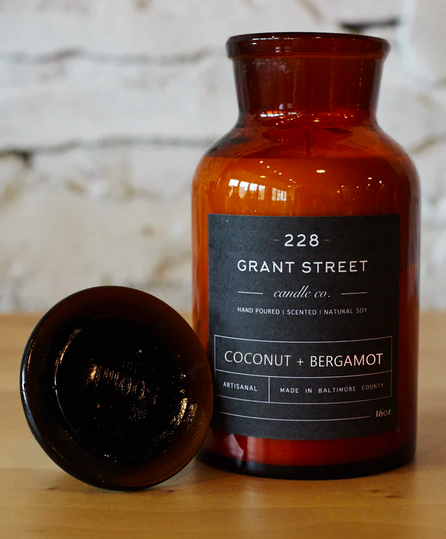 Grant Street Candle Co. Coconut + Bergamot 16 oz Apothecary Jar Candle