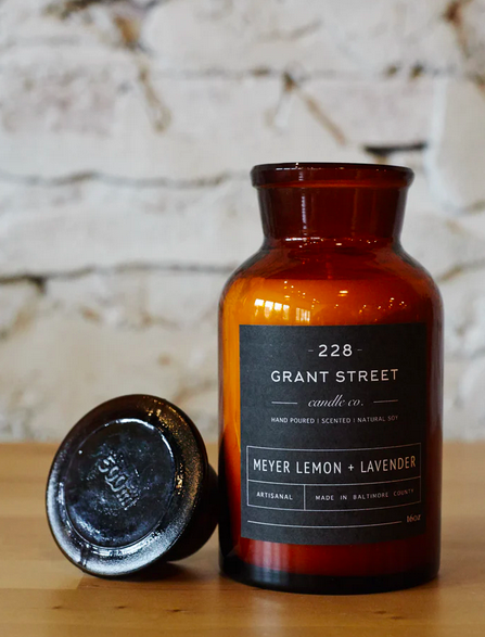 Grant Street Candle Co. Meyer Lemon + Lavender 16 oz Apothecary Jar Candle