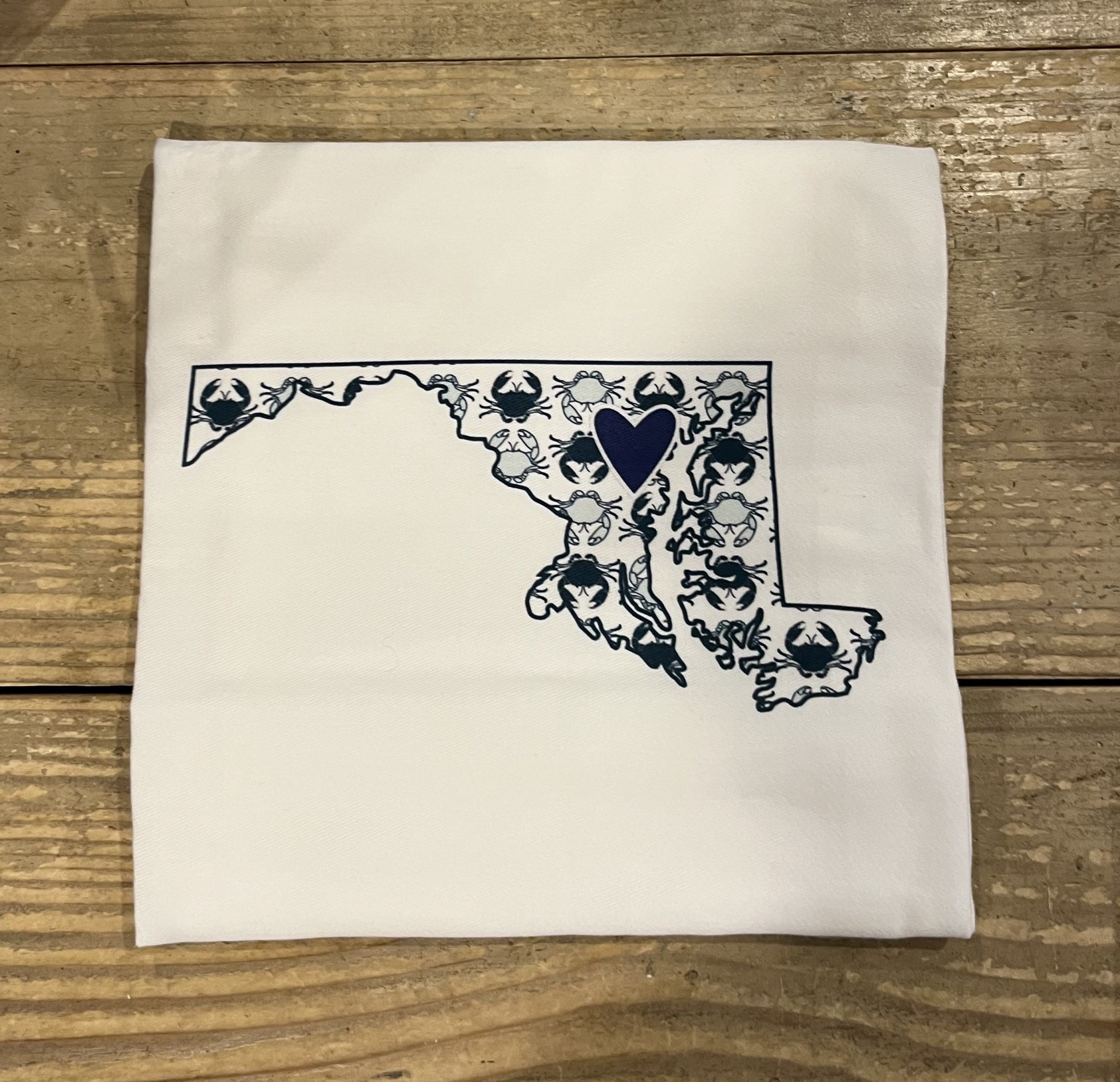 Coast & Cotton Maryland Tea Towel Blue Crabs - Blue Heart