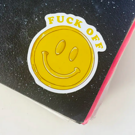 Steel Petal Press Fuck Off Happy Face Sticker