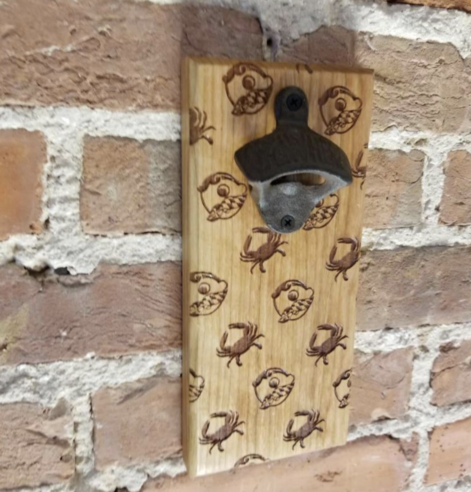 LeRoy Woodworks Magnetic Bottle Opener - Crab & Boh