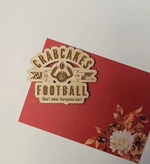LeRoy Woodworks Crab Cakes and Football Magnet