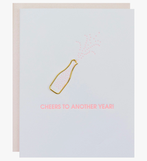 Chez Gagne Cheers To Another Year Paper Clip Letterpress Card