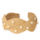 Golden Stella Pearl Stud Braided Rattan Headband - Beige