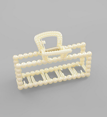 Golden Stella Pearl Rectangle Hair Clip