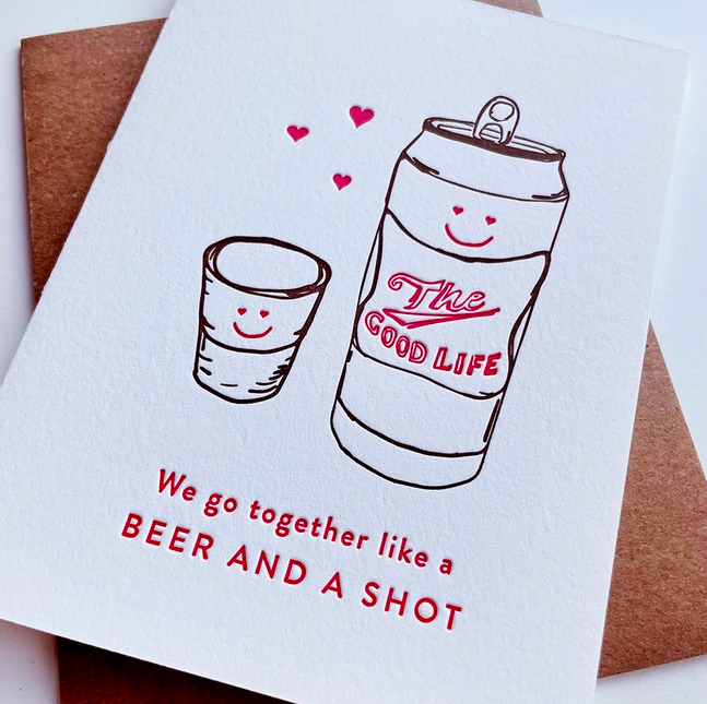 Steel Petal Press Beer and Shot Love Card