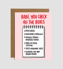 Brittany Paige You Check All the Boxes Feminist Love Card