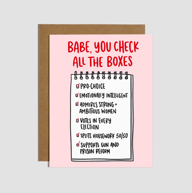 Brittany Paige You Check All the Boxes Feminist Love Card
