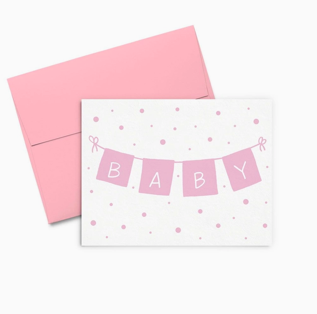 Talking Out of Turn Baby Girl Banner Card