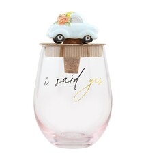 Mud Pie I Said Yes Wine Glass & Stopper Set