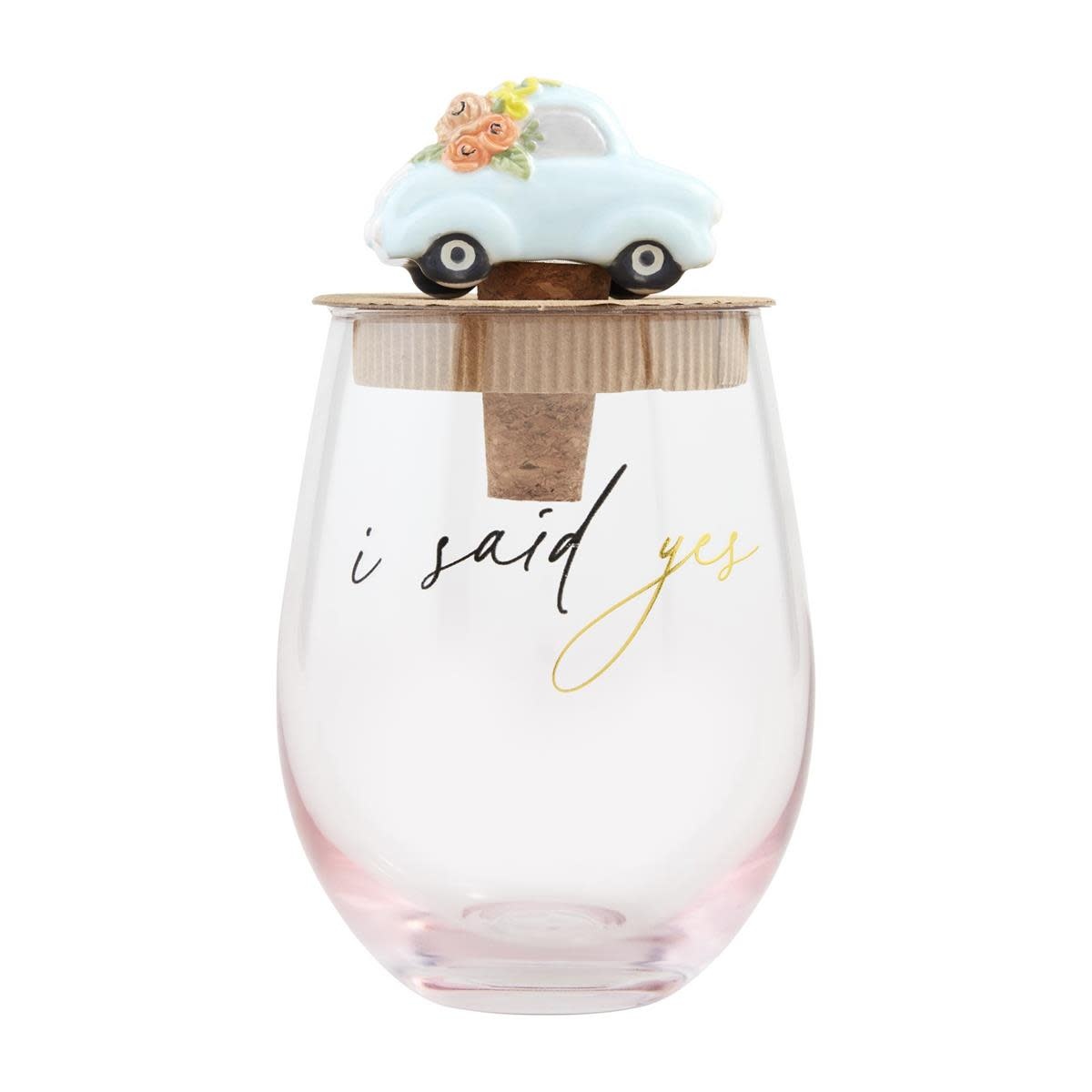 Mud Pie I Said Yes Wine Glass & Stopper Set
