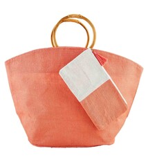 Mud Pie Orange Jute Tote & Case Set