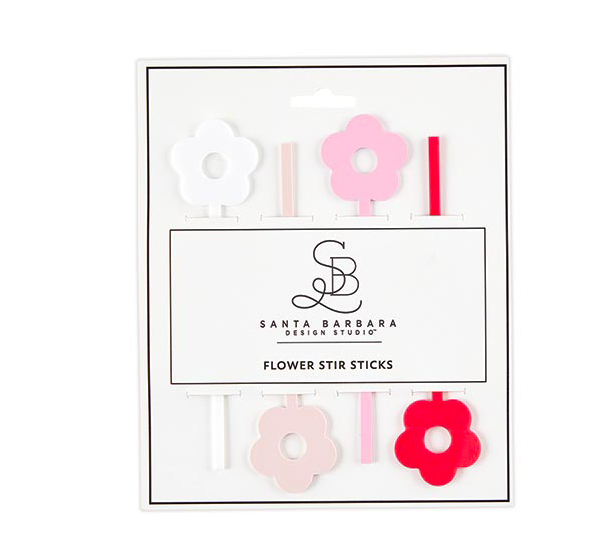 Creative Brands Acrylic Stir Sticks - Pink Flowers
