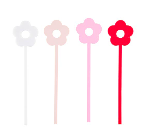 Creative Brands Acrylic Stir Sticks - Pink Flowers