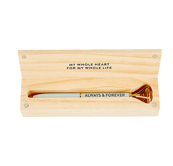 Creative Brands Wood Box with Pen Gem Pen - Always & Forever