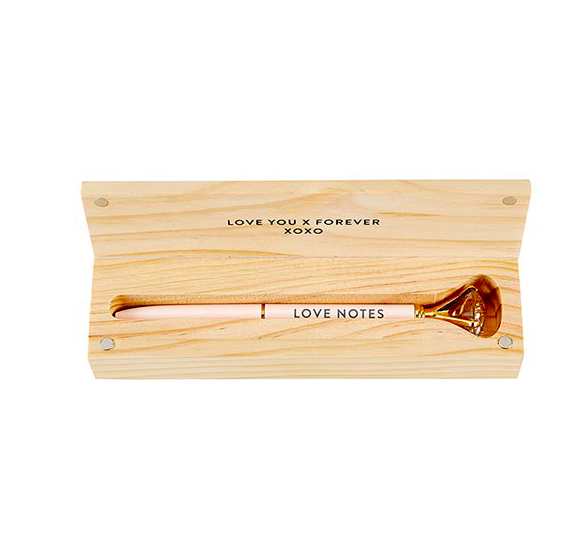 Creative Brands Wood Box with Gem Pen - Love Notes