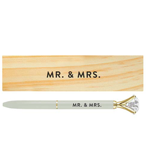 Creative Brands Wood Box with Gem Pen - Mr. & Mrs.