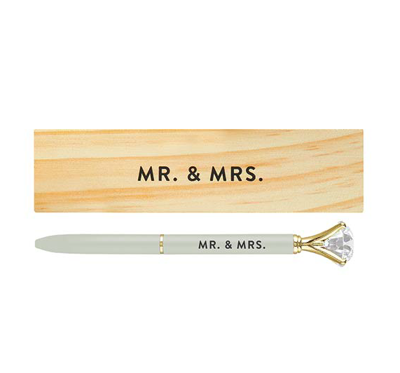 Creative Brands Wood Box with Gem Pen - Mr. & Mrs.