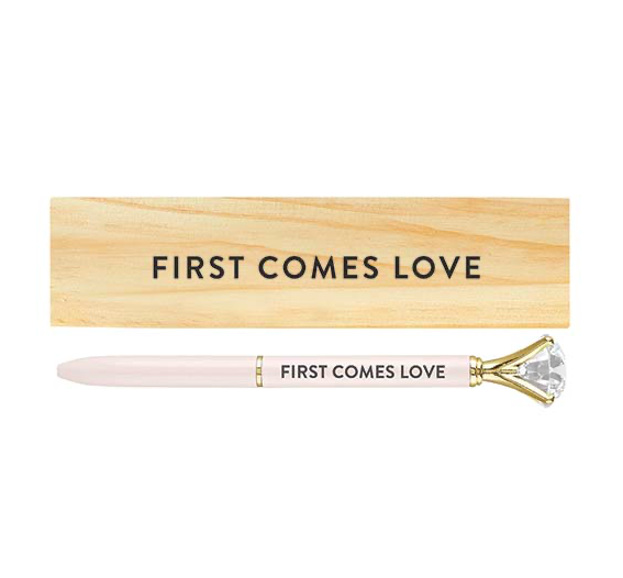 Creative Brands Wood Box with Gem Pen - First Comes Love