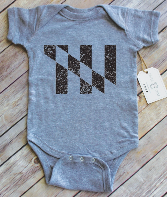 Paper Cow Clothing Distressed MD Flag Bodysuit