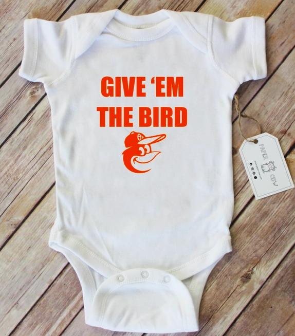 Paper Cow Clothing Give Em the Bird Orioles Bodysuit