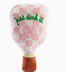 Haute Diggity Dog Pink Checker Pickleball Paddle Dog Toy