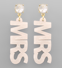 Golden Stella MRS Acrylic Word Earrings - Pink
