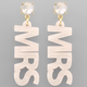 Golden Stella MRS Acrylic Word Earrings - Pink