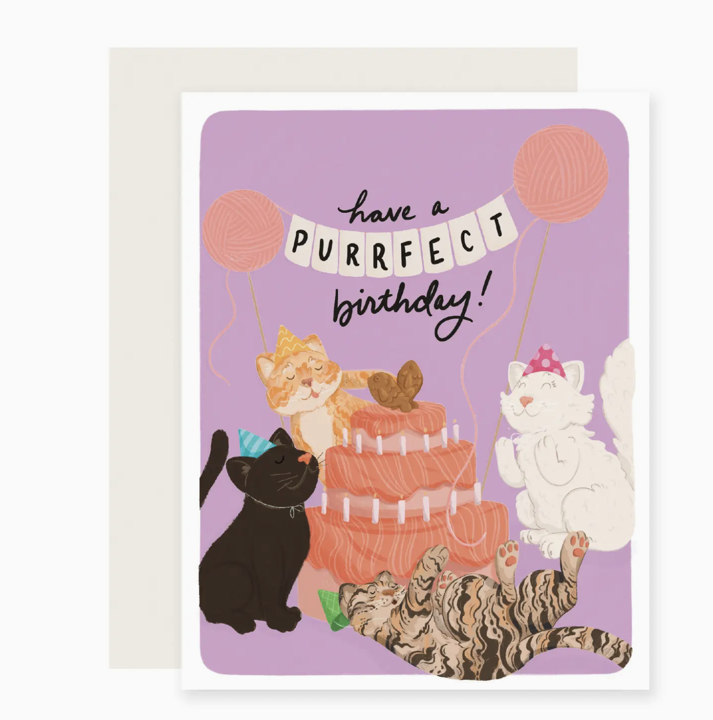 Slightly Stationery Purrfect Cat Cake Birthday Card